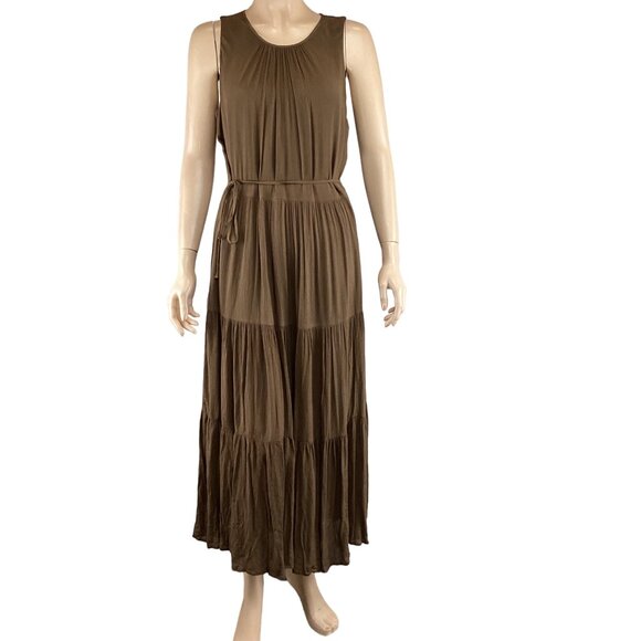 Banana Republic Maxi Dress Size‎ Small Tiered Brown Sleeveless Pullover - Picture 1 of 8
